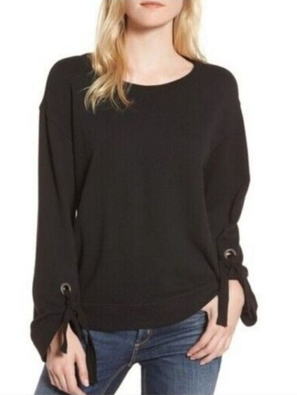Splendid Women's Madison Avenue Black Grommet Sweatshirt Size XS